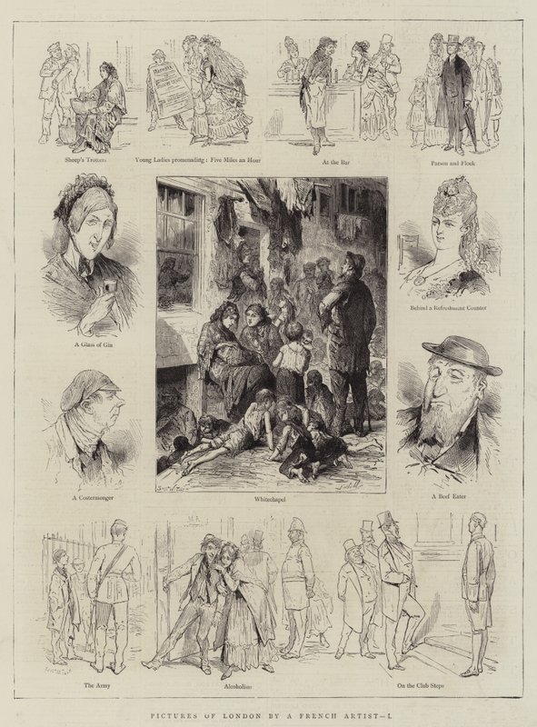 フランスの画家が描いたロンドンの絵I（彫刻作品 作： 英語学校
