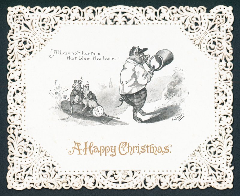豚の吹き角、クリスマスカード 作： 英語学校