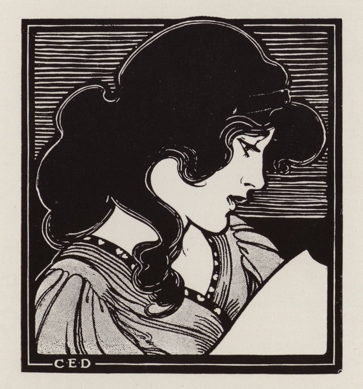 女性の肖像 (litho) 作： 英語学校