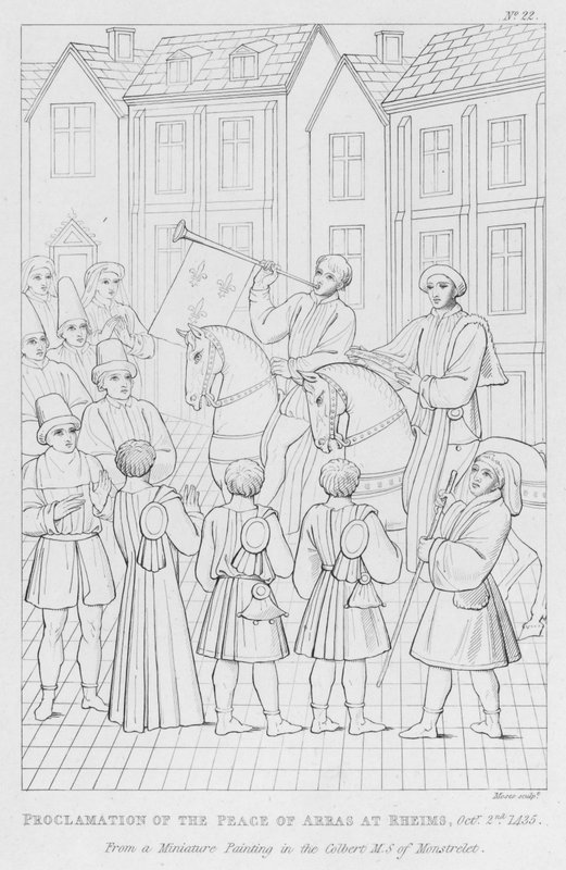 1435年10月2日、ランスでのアラスの平和の宣言（エングレーヴィング 作： 英語学校