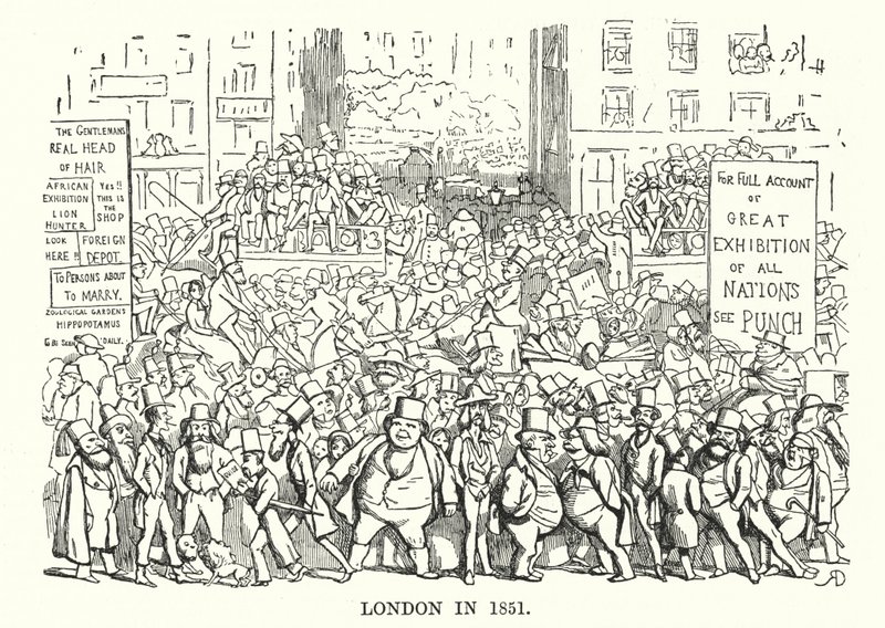 パンチの漫画。1851年のロンドン（版画 作： 英語学校