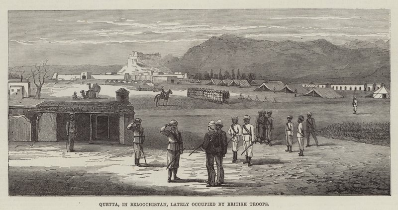 最近イギリス軍に占領されたベローチスタンのクエッタ(彫刻) 作： 英語学校