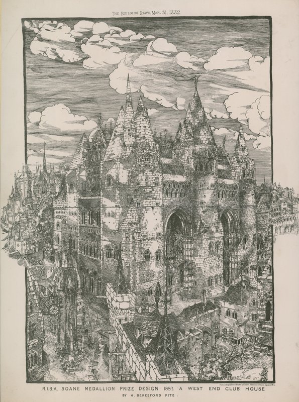 RIBA Soane Medallion賞のデザイン1882-Beresford Piteによるウエストエンドクラブハウス 作： 英語学校