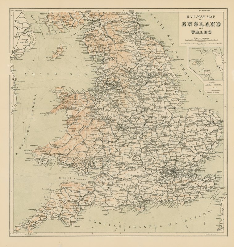 イングランドとウェールズの鉄道地図 作： 英語学校