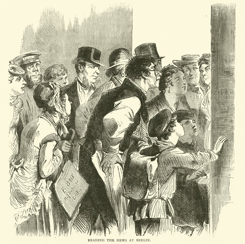 1870年11月、ベルリンでニュースを読む 作： 英語学校