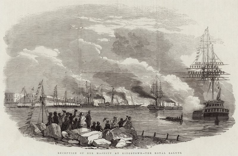 キングスタウンでの女王陛下のレセプション、ロイヤルサルート（彫刻 作： 英語学校