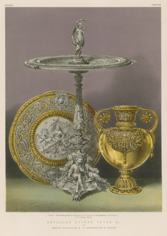 Repousse Silver Tableなど、Erkington and Co、Birmingham、London 作： 英語学校
