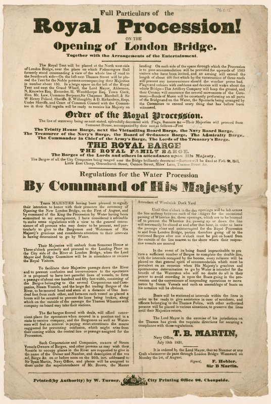 1831年にロンドンブリッジが開通した王立行列 作： 英語学校