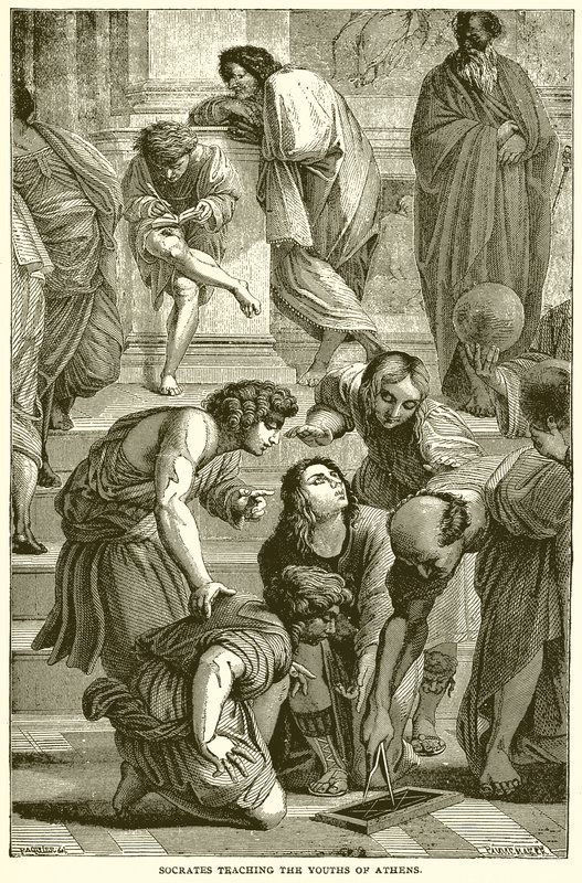 アテネの若者を教えるソクラテス 作： 英語学校
