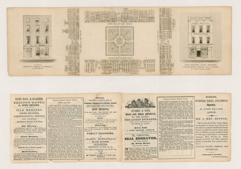 ソーホースクエア、タリスロンドンストリートビュー、c 1838 作： 英語学校