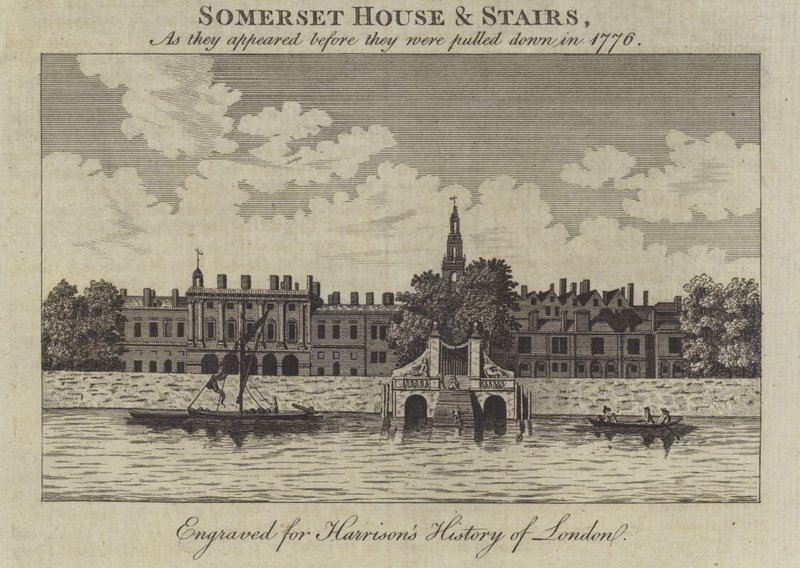 彼らが1776年に引き下げられる前に現れたロンドンのサマセットハウスアンドステアズ 作： 英語学校