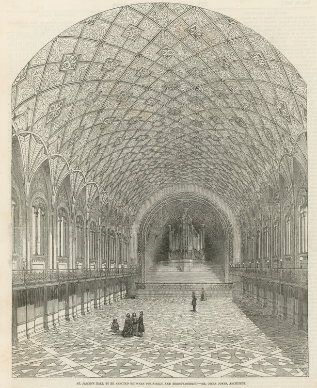 ピカデリーとリージェントストリートの間に建てられるセントジェームスホール 作： 英語学校