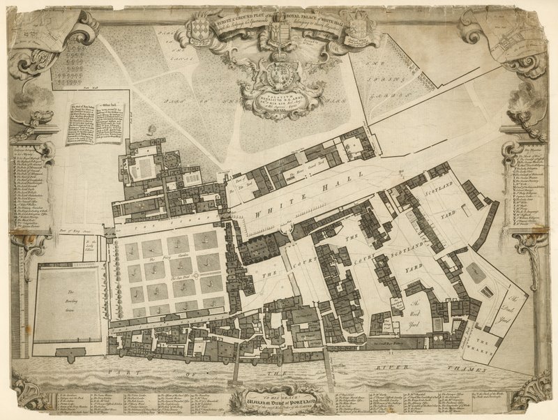 ホワイトホールの王宮の調査と地上計画、1680年 作： 英語学校