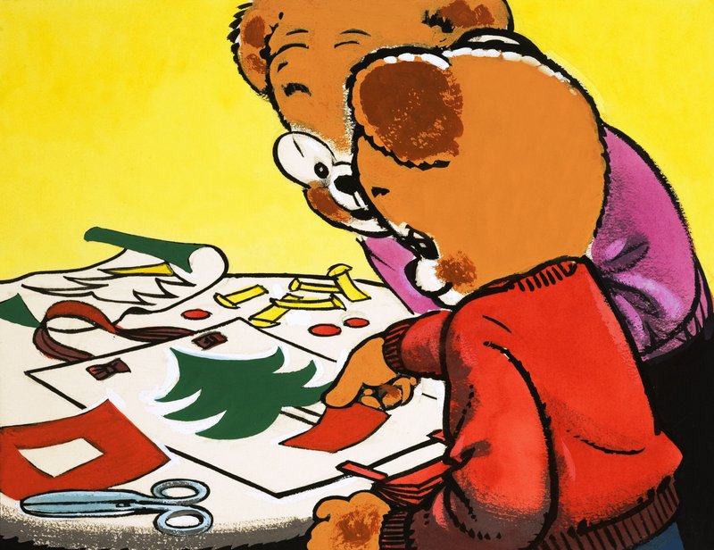 クリスマスの飾りを作るテディベア 作： 英語学校