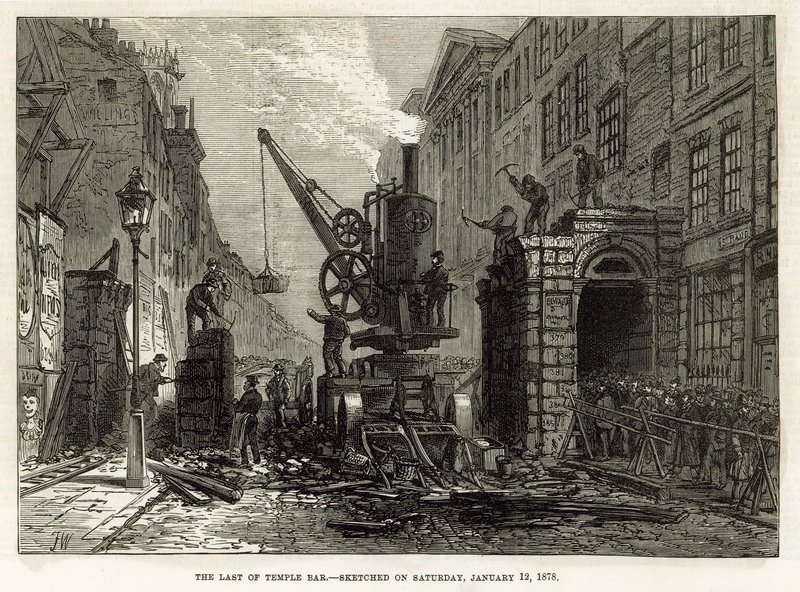 テンプルバー、ロンドン。 1878年1月12日の解体 作： 英語学校