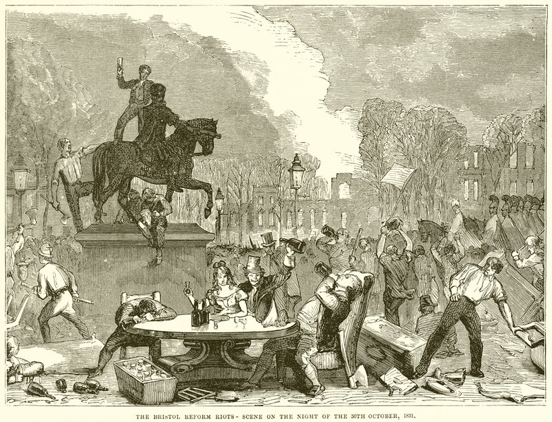 ブリストル改革、1831年10月30日の夜の暴動シーン 作： 英語学校