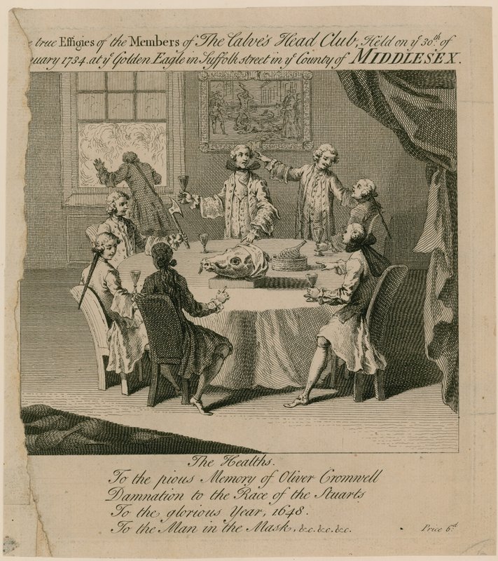 1734年1月30日にサフォークストリートのゴールデンイーグルで開催された子牛ヘッドクラブ 作： 英語学校
