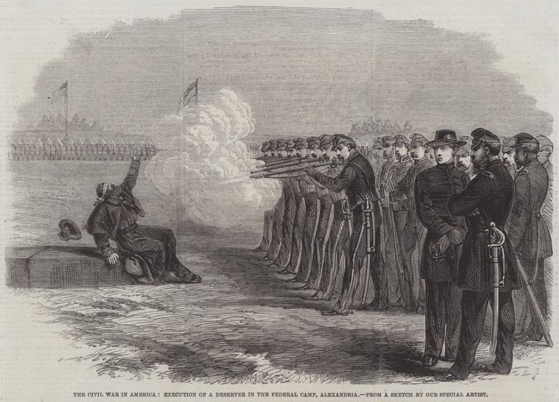 アメリカ南北戦争、アレクサンドリア連邦キャンプでの脱走兵の処刑 作： 英語学校