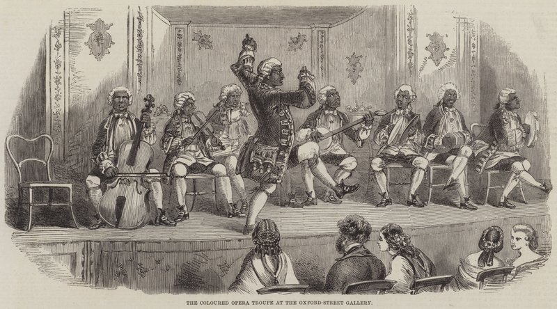 The Coloured Opera Troupe at the Oxford-Street Gallery（エングレーヴィング 作： 英語学校