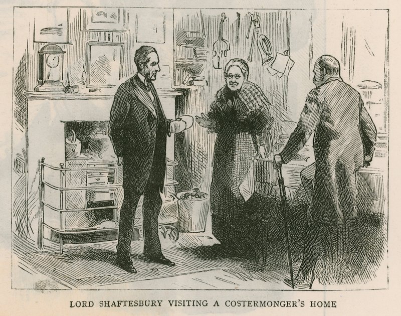 シャフツベリー伯爵。 Costermongersの家を訪れるShaftesbury卿 作： 英語学校