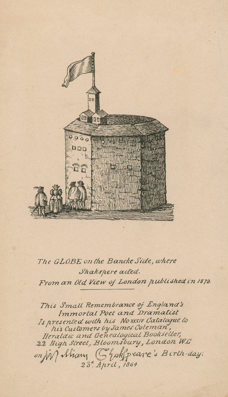 1579年に発表されたロンドンの古い見解に基づいたロンドンのバンクサイドのグローブ 作： 英語学校