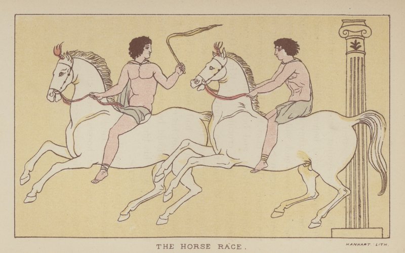競馬（カラーリトグラフ） 作： 英語学校
