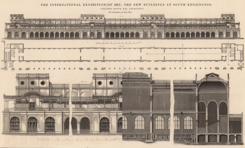1871年の国際展示会-サウスケンジントンの新しい建物 作： 英語学校