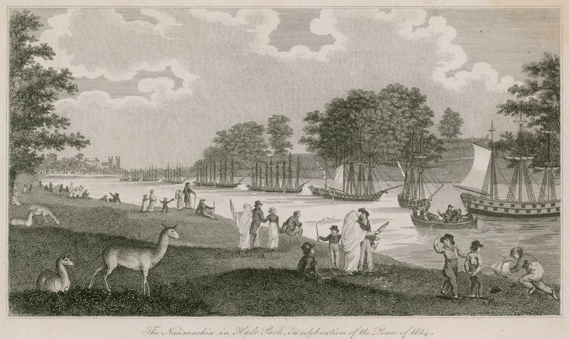 1814年の平和を祝うハイドパークのナウマキア 作： 英語学校