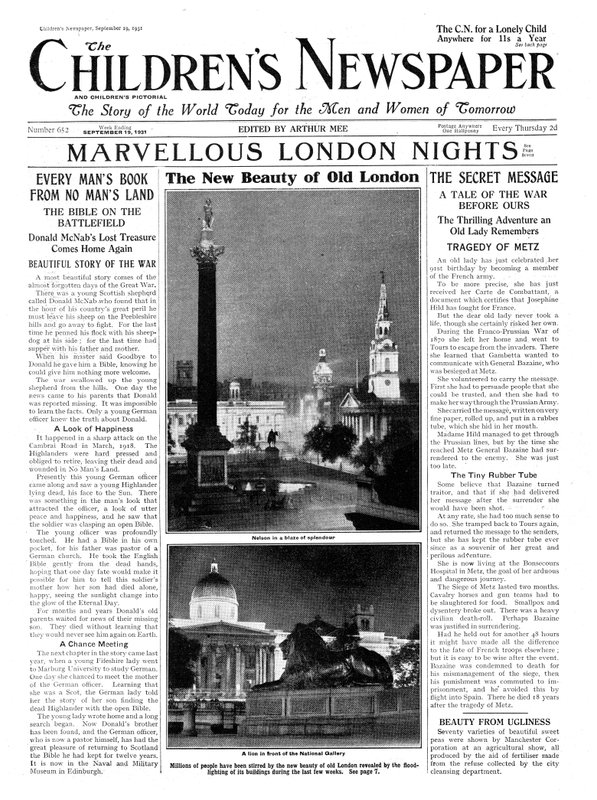 1931年9月の「The Children&39;s Newspaper」からの古いロンドンの新しい美しさ（新聞） 作： 英語学校