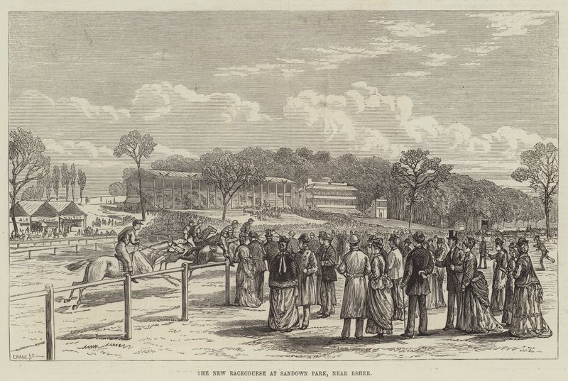 Esherの近くにあるSandown Parkの新しいレースコース（彫刻 作： 英語学校