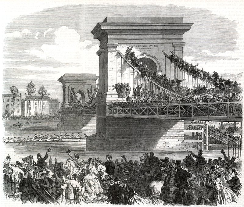 オックスフォードとケンブリッジのボートレース、ハマースミスブリッジのシーン 作： 英語学校
