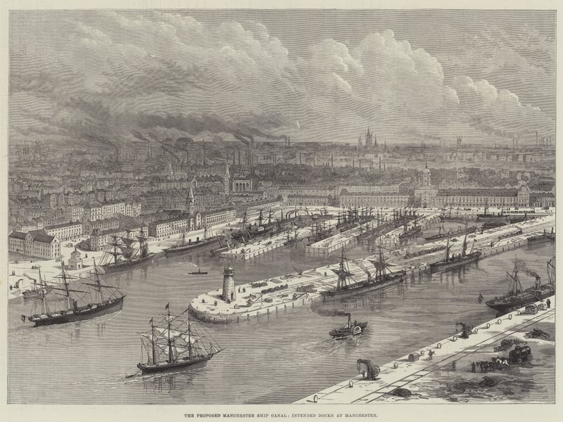 The Proposed Manchester Ship Canal, Intended Docks at Manchester (e.g. engraving) 作： 英語学校