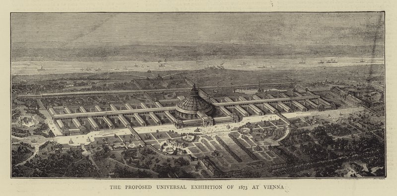 1873年にウィーンで開催された万国博覧会の提案（版画 作： 英語学校
