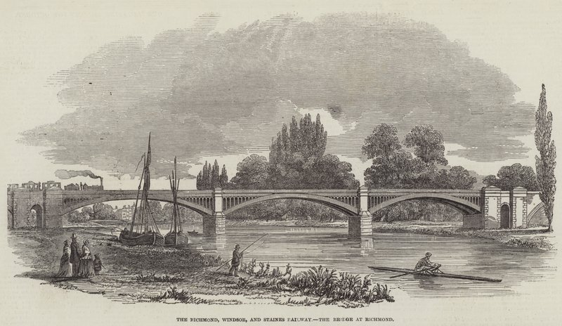 リッチモンドのRichmond, Windsor, and Staines Railway Bridge（彫刻 作： 英語学校
