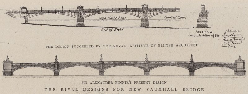 The Rival Designs for New Vauxhall Bridge (エングレーヴィング) 作： 英語学校