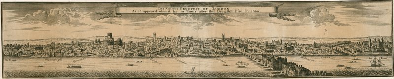 1666年の大火災後のロンドン南部展望 作： 英語学校