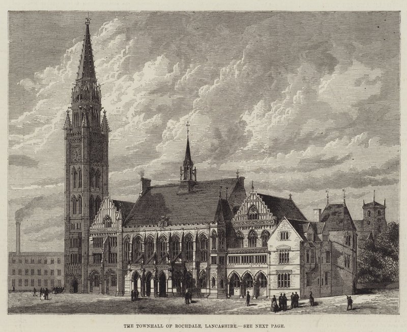 The Townhall of Rochdale, Lancashire (the engraving) 作： 英語学校