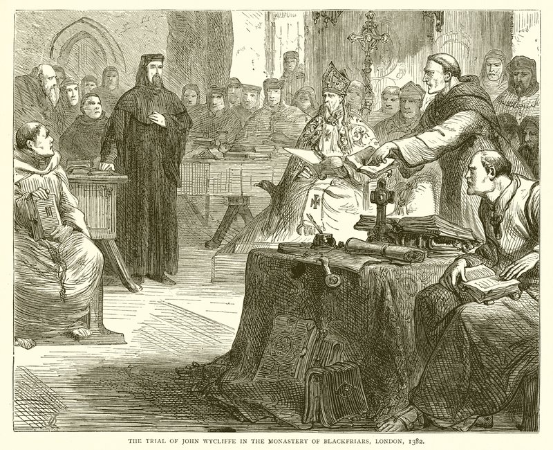 1382年、ロンドンのブラックフライアーズ修道院におけるジョンウィクリフの裁判 作： 英語学校