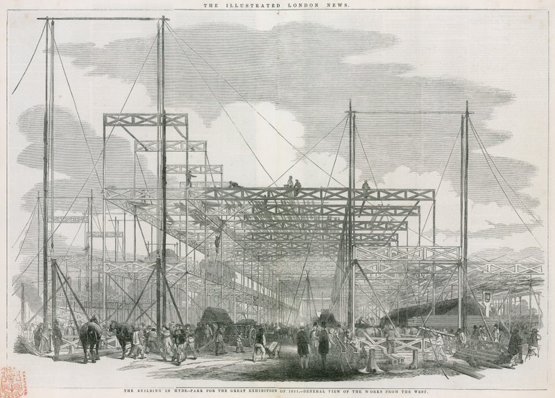 1851年の大展示会のためのロンドンのハイドパークにある建物 作： 英語学校