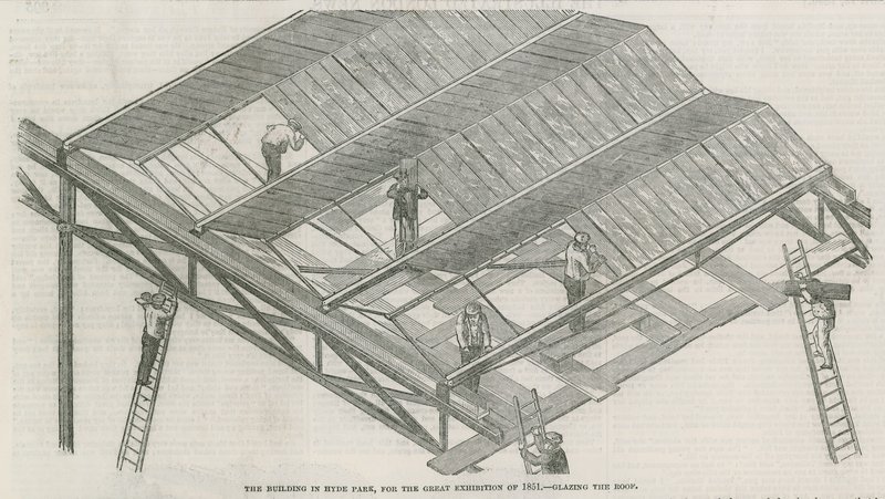 1851年の大展示会のためのロンドンのハイドパークにある建物 作： 英語学校