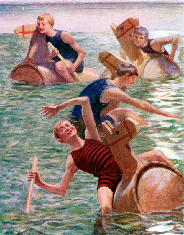 趣味の馬のレース（カラーリトグラフ 作： 英語学校