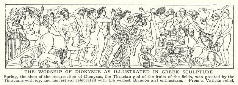 ギリシャ彫刻（リトグラフ）に見るディオニュソス崇拝 作： 英語学校