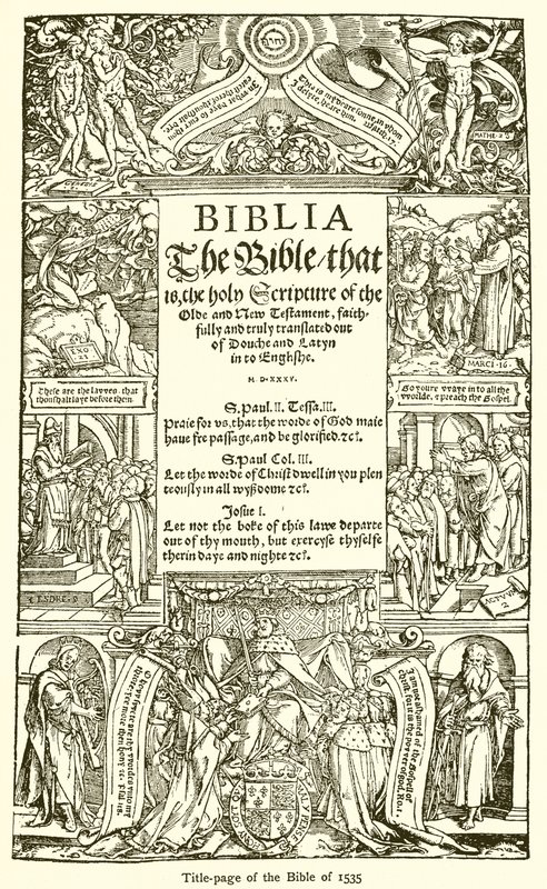 1535年の聖書のタイトルページ 作： 英語学校