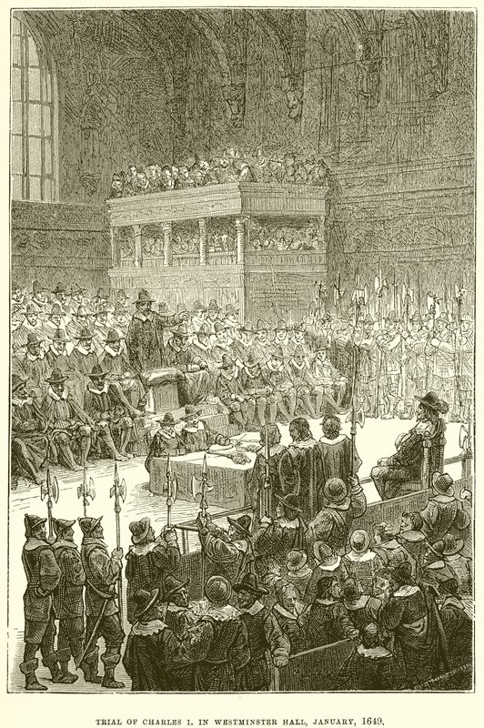 1649年1月、ウェストミンスターホールでのチャールズ1世の裁判 作： 英語学校