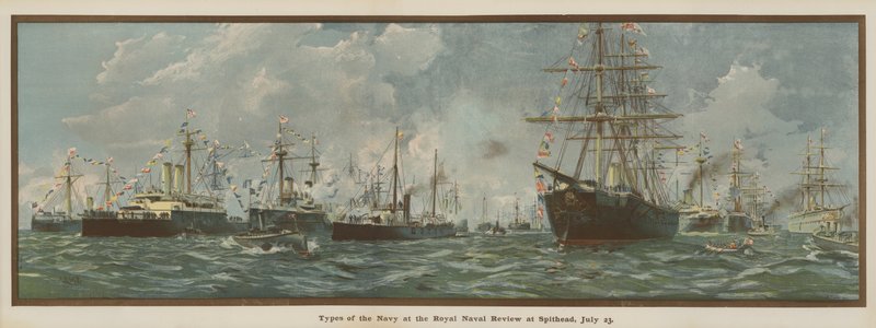 7月23日、スピットヘッドでのロイヤルネイバルレビューでの海軍のタイプ（クロモリト） 作： 英語学校