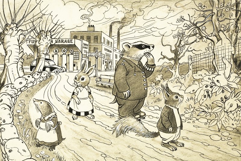 リス、アナグマ、モグラ、ウサギなどの正体不明の漫画の動物 作： 英語学校