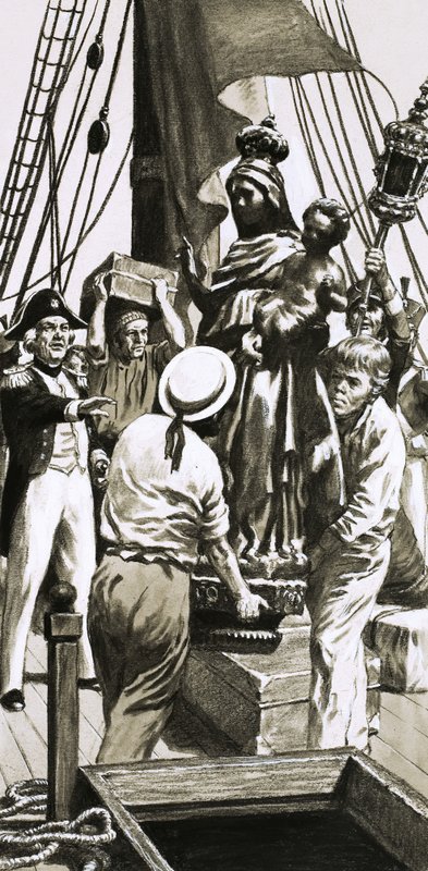 積み込まれている貨物の正体不明の帆船シーン 作： 英語学校
