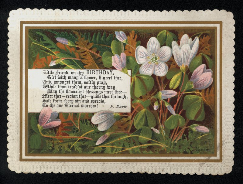 F Davisの詩と花、バースデー・グリーティング・カード（クロモリト 作： 英語学校