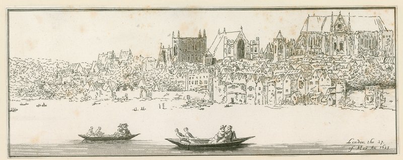 1652年3月27日にロンドンのウェストミンスター宮殿の眺め 作： 英語学校