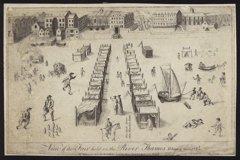 テムズ川で開催された見本市の眺め、1683〜1684年 作： 英語学校